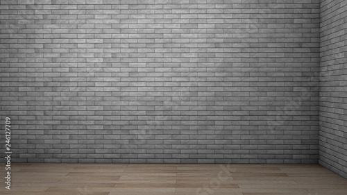 Brick Wall Concrete Texture Wood Floor Room with Corner