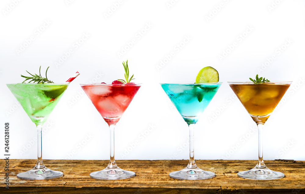 Colorful summer cocktails on a table