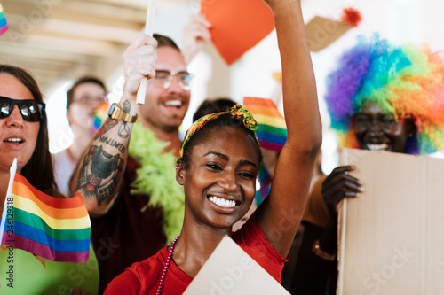 Cheerful gay pride and lgbt festival photo