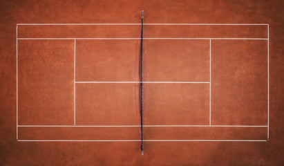 Tennis Clay Court. View from the bird's flight. Aerial photography