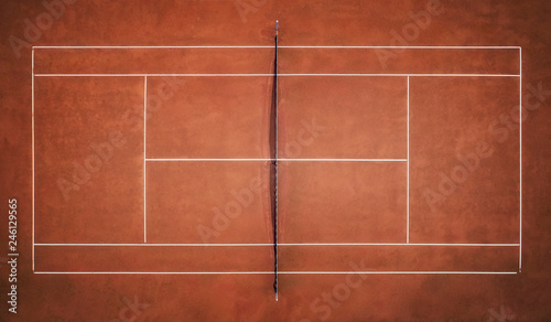 Tennis Clay Court. View from the bird's flight. Aerial photography © es0lex