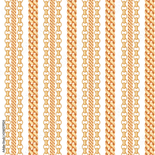 Gold Chain jewelry seamless pattern.