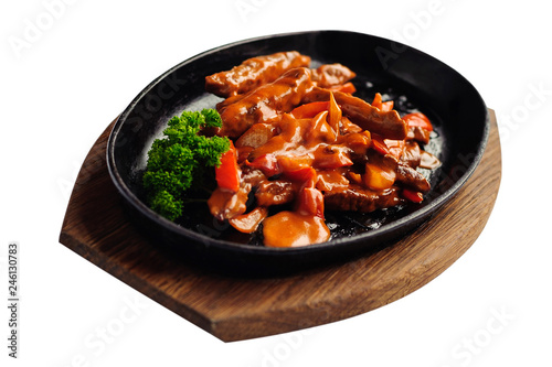 Beef stroganoff in cast iron pan