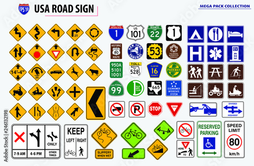 set of USA street sign. easy to modify