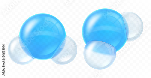 Set of molecules water isolated on transparent background. Realistic vector illustration