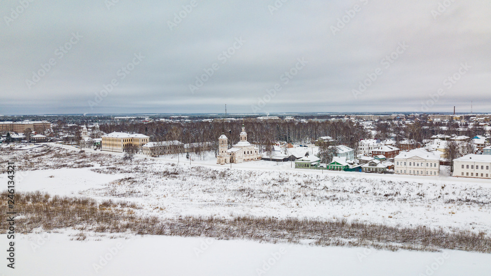 Aerial monasteries and churches in Veliky Ustyug is a town in Vologda Oblast, Russia
