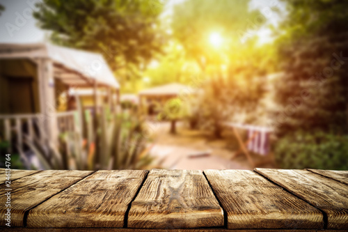 Table background of free space and summer garden background .  © magdal3na