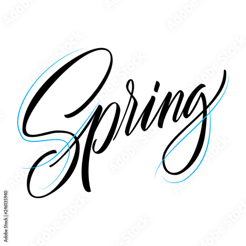Spring lettering web banner template. Vector illustration EPS10
