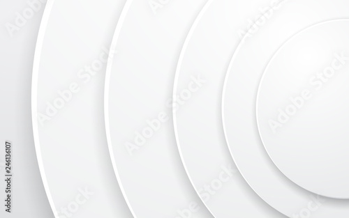 White abstract background. Circle multi layer shape in center composition.   