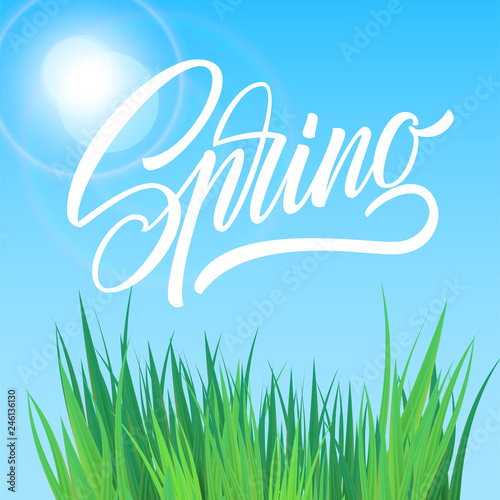 Spring lettering web banner template. Vector illustration EPS10