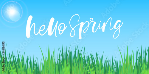 Spring lettering web banner template. Vector illustration EPS10