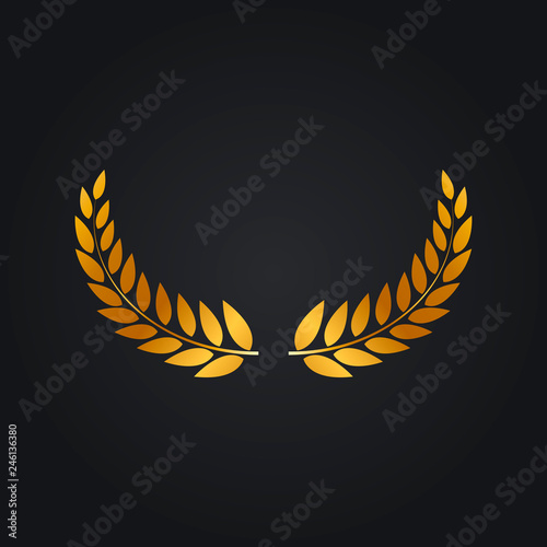 Vector image of Laurel wreath Golden gradient on dark background [преобразованный]