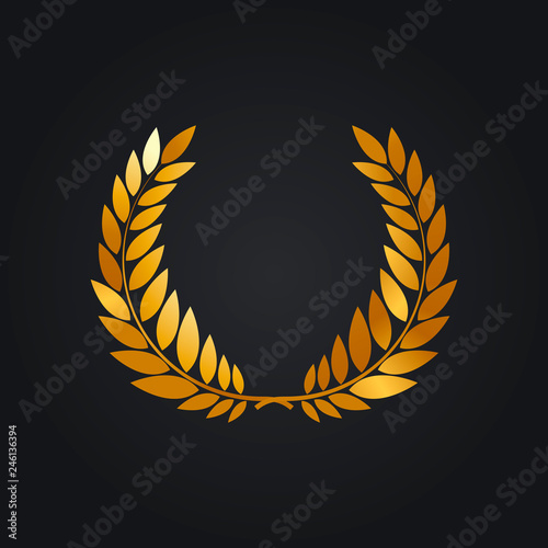 Vector image of gold Laurel wreath on dark background
