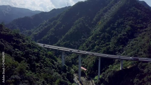 Aerial view - Wutuxi Bridge of National freeway NO.5 (Chiang Wei-shui Memorial Freeway) in Shiding, New Taipei City, Taiwan
