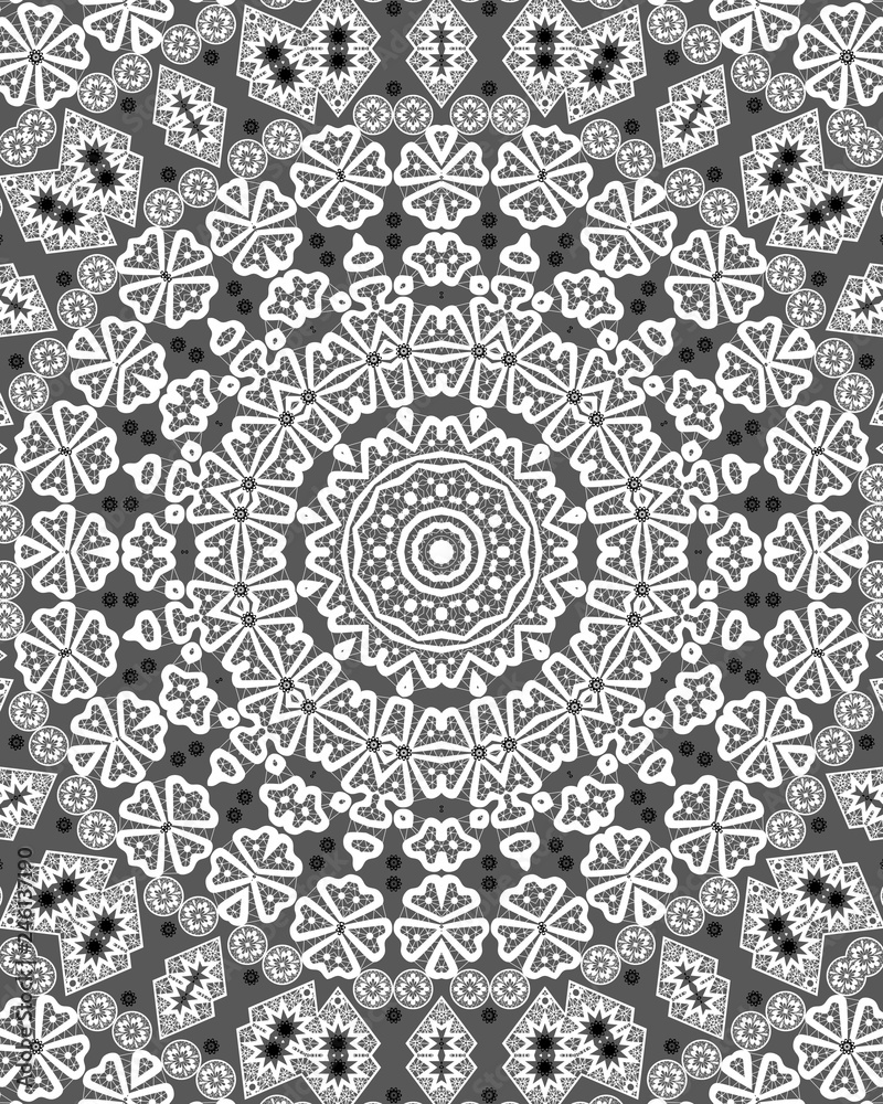 Seamless mosaic abstract lace kaleidoscope pattern