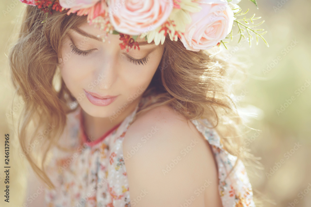 Beautiful woman in spring 
