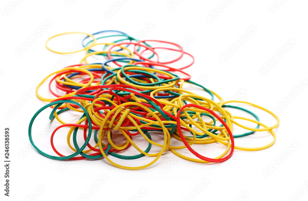 Colorful rubber bands isolated on white background Colorful rubber bands isolated on white background