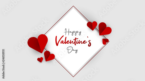 Promo Web Banner for Valentine's Day Sale. Beautiful Background with Red Hearts. Vector Illustration with Seasonal Offer. - Vector