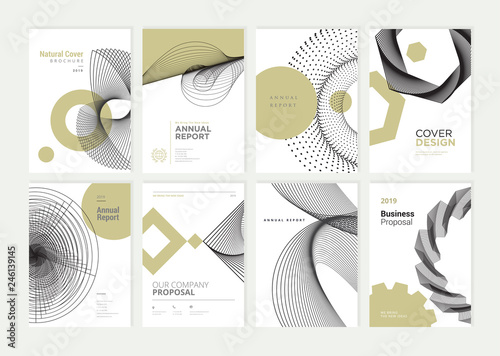 Set of brochure, annual report, flyer design templates in A4 size. Vector illustrations for business presentation, business paper, corporate document cover and layout template designs.