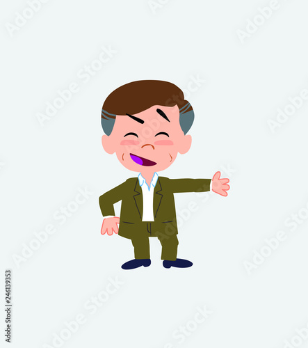 Businessman in casual style showing something in an optimistic and positive attitude.