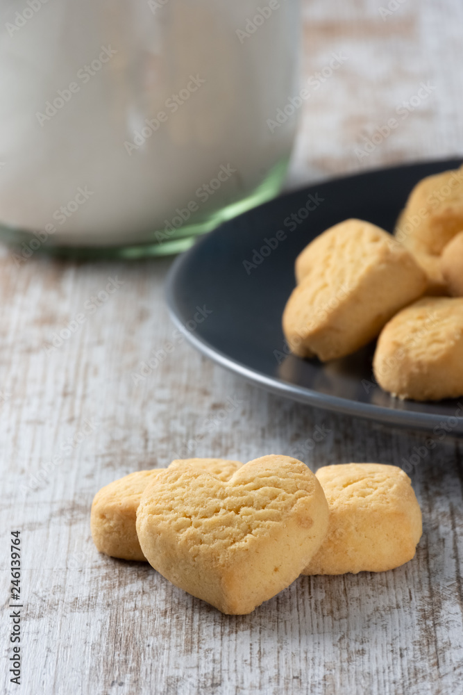 Heart shaped cookies on light rustic background Heart shaped cookies on light rustic background