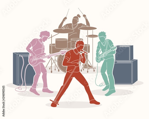 Musician playing music together, Music band graphic vector