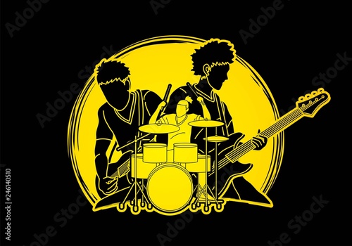 Musician playing music together, Music band, Artist graphic vector