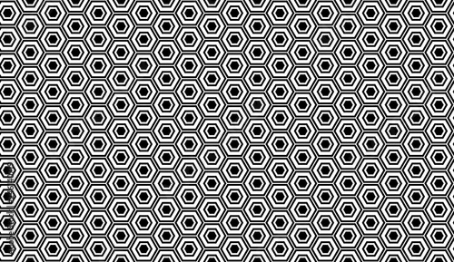 Monochrome seamless pattern with hexagons, honeycombs. Repetitive vector illustration