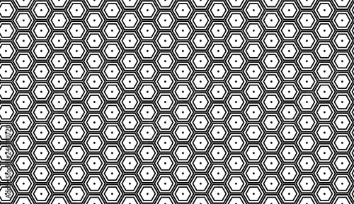 Monochrome seamless pattern with hexagons, honeycombs. Repetitive vector illustration