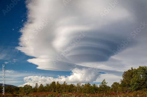 Lenticular or lenticular clouds over Kamchatka