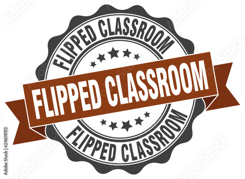 flipped classroom stamp. sign. seal