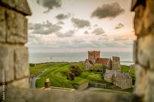 St Mary in Castro church in the grounds of Dover Castle, viewed from the top of the Dover Castle, England