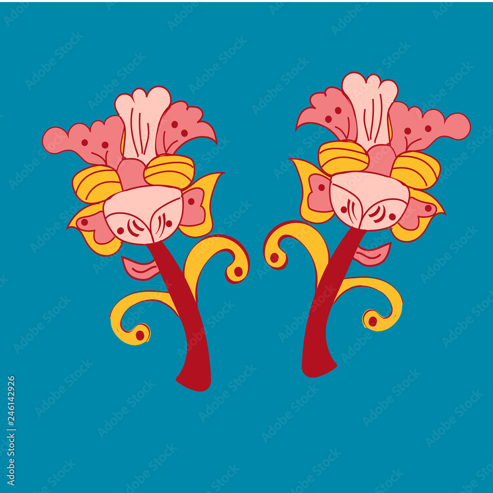 A mosiac Kalamkari design with floral motifs