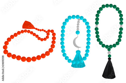 set different types of beads for rosary with tassel