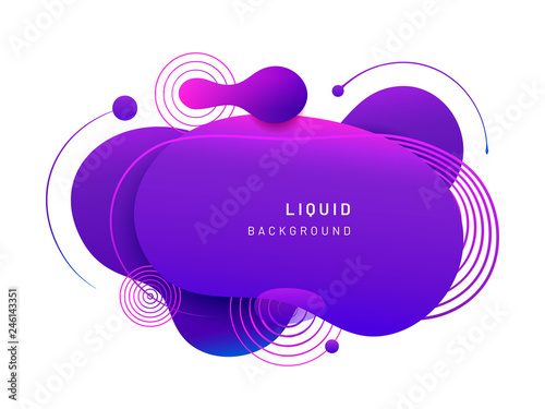 Abstract fluid blob in 3d shape. Violet liquid spot for flyer or cerulean dynamical colored free forms. Aqua blotch for card or presentation, logo background template. Modern geometric blot