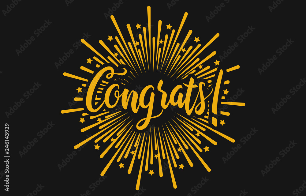 Fototapeta premium Congratulations Typography Handwritten Lettering Greeting Card Banner