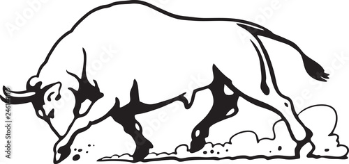 Black and white sketch of bull