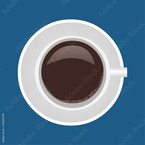 a glass of coffee view from top vector symbol illustration