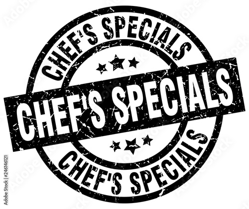 chef's specials round grunge black stamp