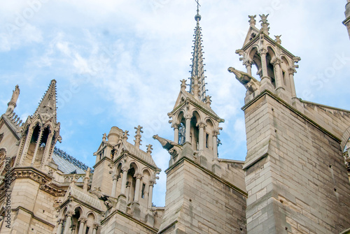Gargoyles Protruding from Flying Buttresses of Notre Dame de Paris