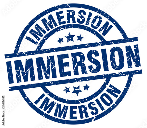 immersion blue round grunge stamp