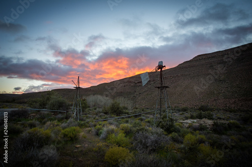 Close up image of a windpump / windpomp / in the great karoo region of south africa