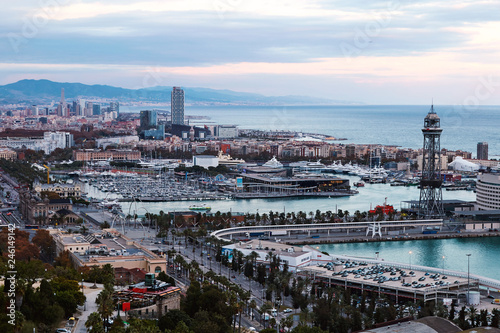 Barcelona city at sunset photo