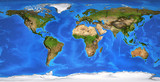 High resolution flat world map in summer