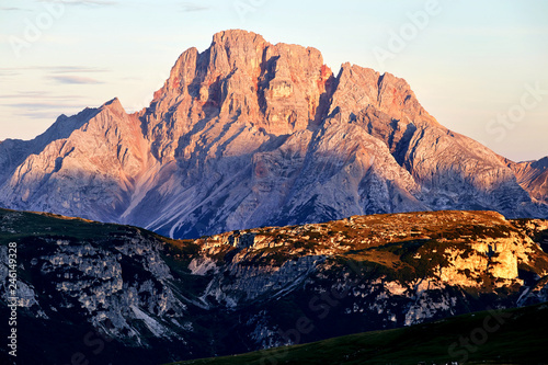 Cristallo mountain at sunset