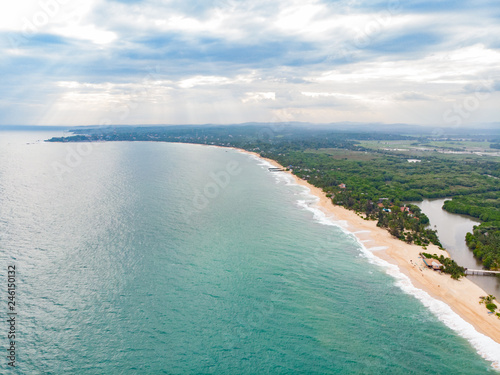Aerial Tangalle beach Sri Lanka view from above photo