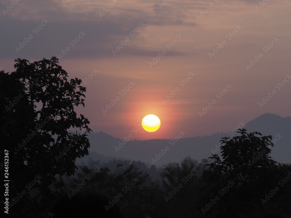 sunset in mountains