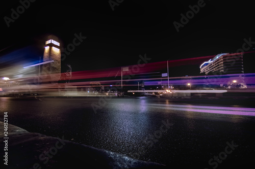Long exposure shot for the traffic on Qasr el nile bridge in Cairo Egypt