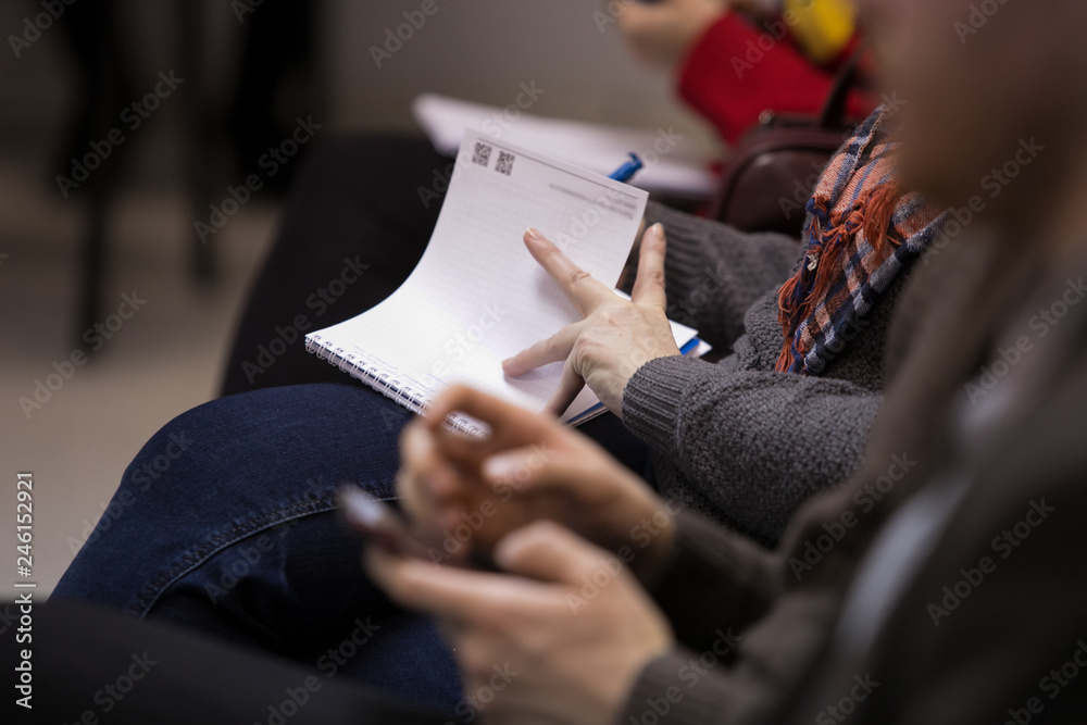 Obraz premium press conference participants, journalists