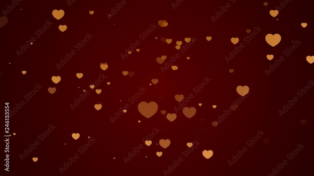 Abstract valentine's day red background, orange small flying hearts Abstract valentine's day red background, orange small flying hearts